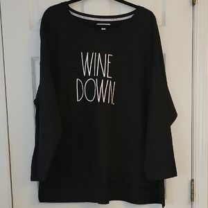 Rae Dunn Black 'Wine Down' Sweatshirt